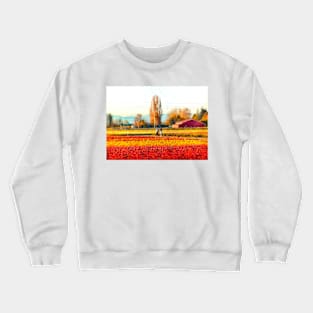 Strolling Through Tulip Fields in Skagit Valley Crewneck Sweatshirt